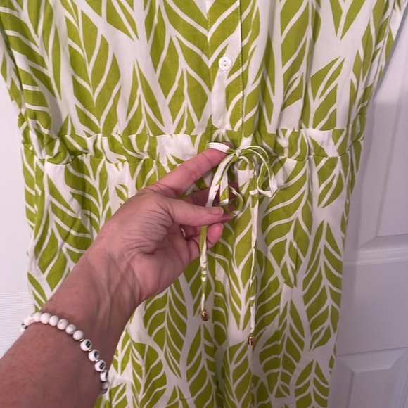 Entro Destination Jumpsuit Green Leaf Print Tropical Vacation Resort NWT Large - Picture 4 of 10